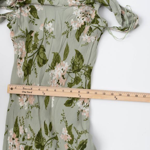 Reformation Green Floral Chiffon Reya Dress - Picture 9 of 11